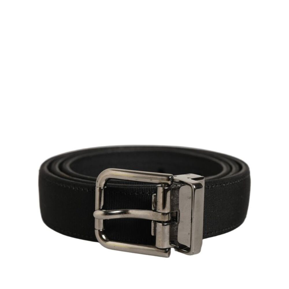 Dolce & Gabbana Black Classic Leather Silver Tone Buckle Women's Belt